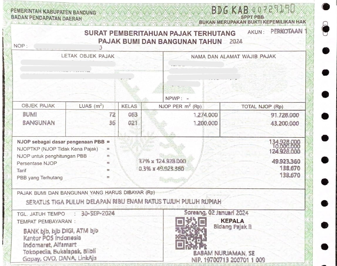 contoh pbb rumah