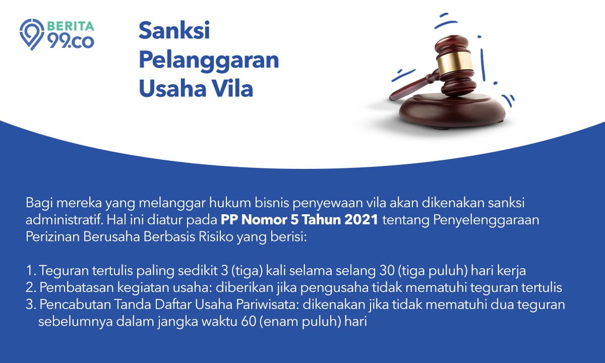 sanksi pelanggaran usaha sewa vila