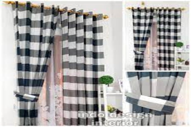 rekomendasi tirai motif kotak murah