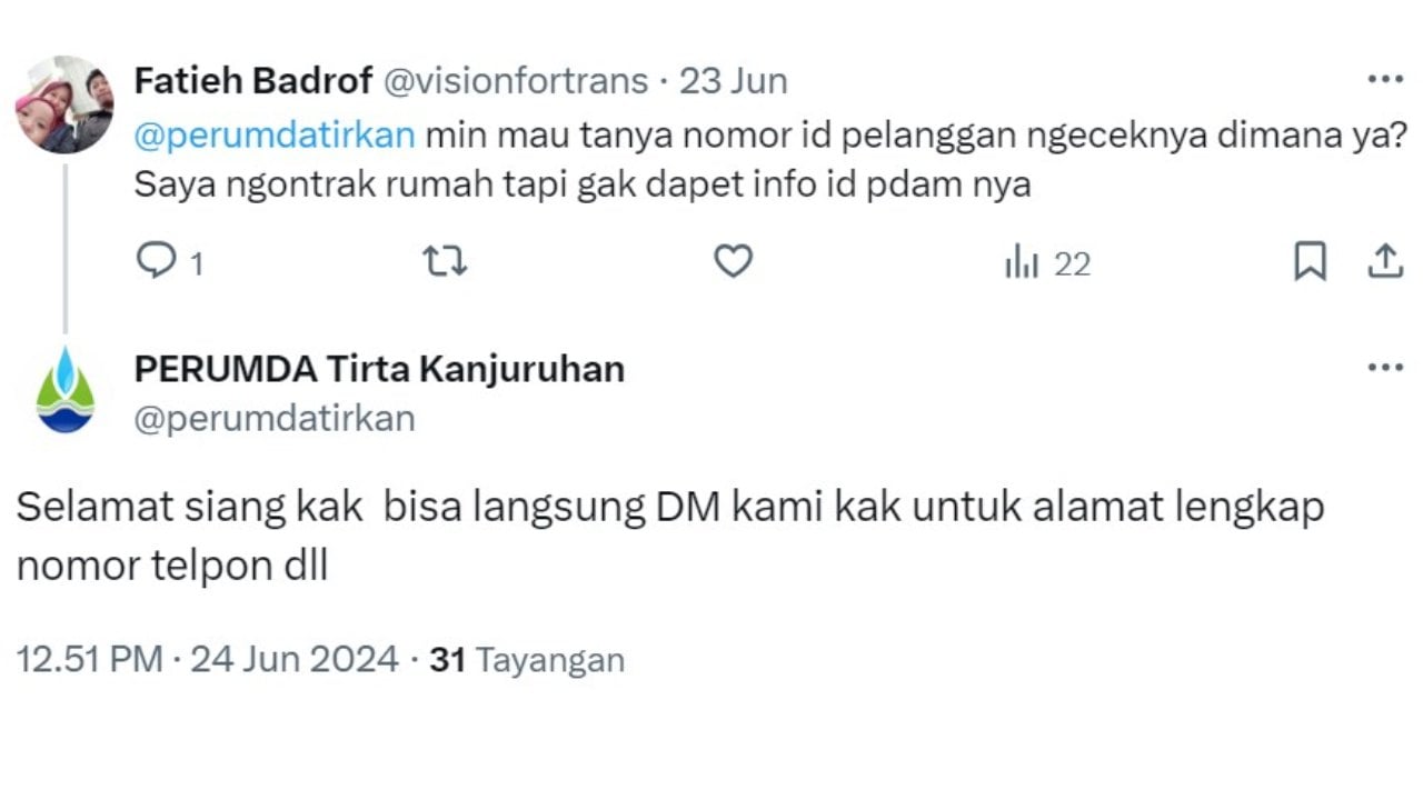 cek id pelanggan pdam dengan alamat