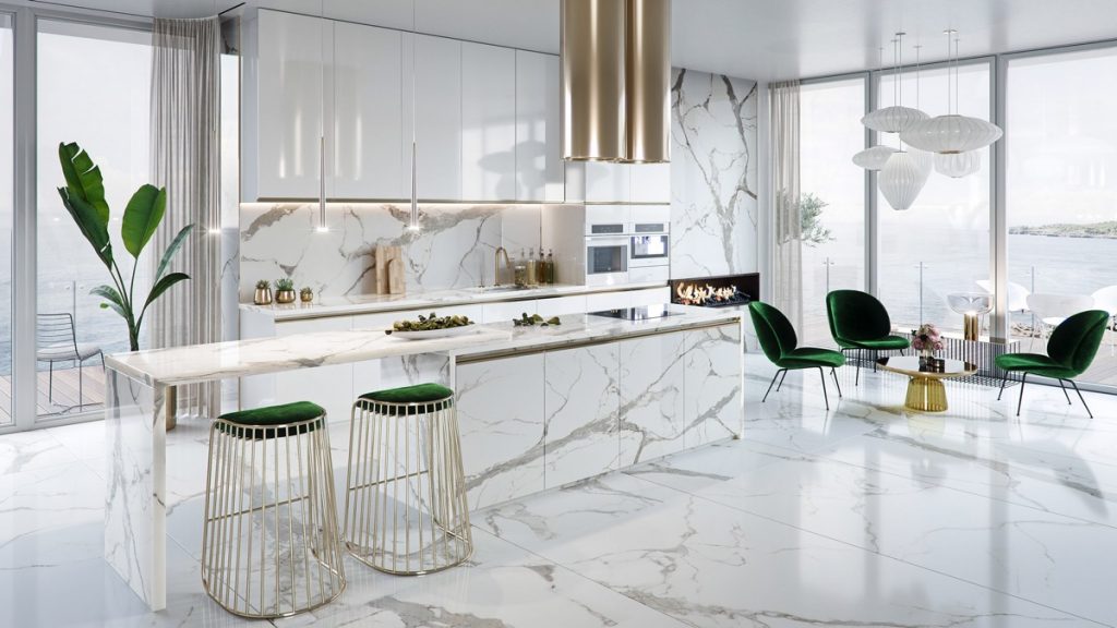 dapur mewah sentuhan marmer