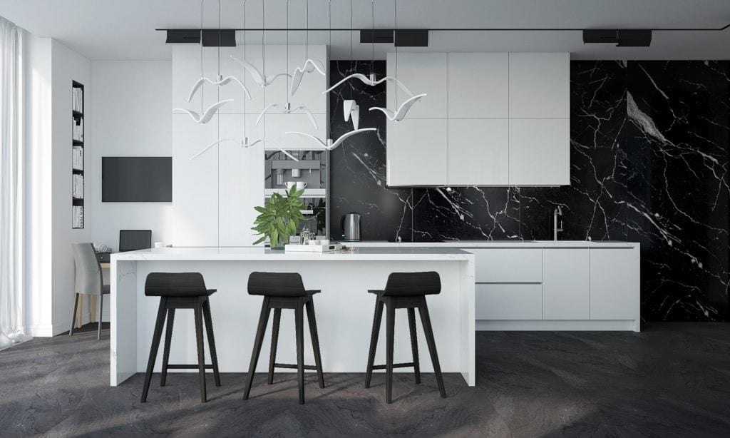 dapur bernuansa hitam putih