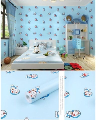 wallpaper dekorasi kamar tema doraemon