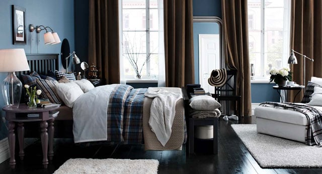 kamar tidur biru cokelat