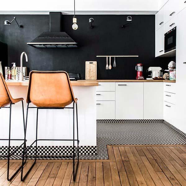 motif keramik lantai dapur campur kayu