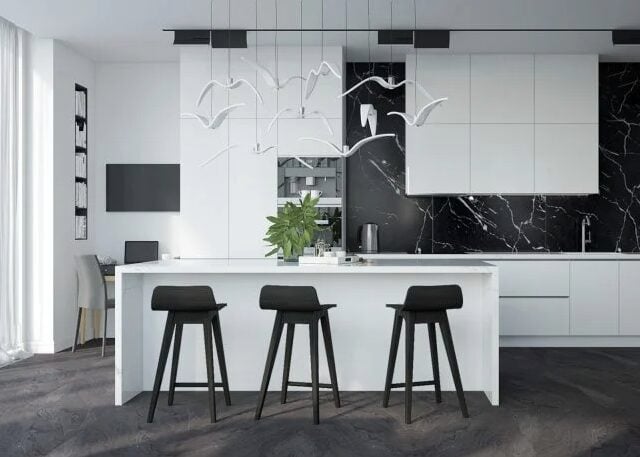 motif keramik lantai dapur marmer hitam mewah