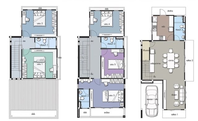 denah rumah 3 lantai modern
