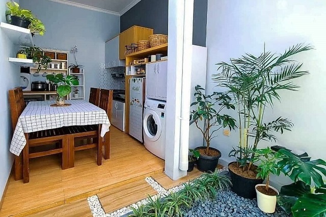 desain dapur terbuka taman dalam rumah dekat dapur taman dalam rumah