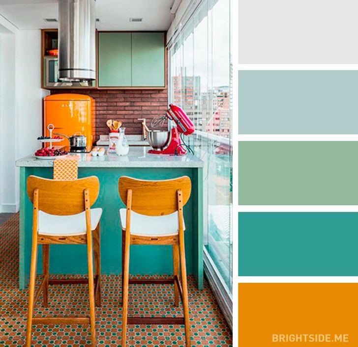 cat dapur warna pirus oranye