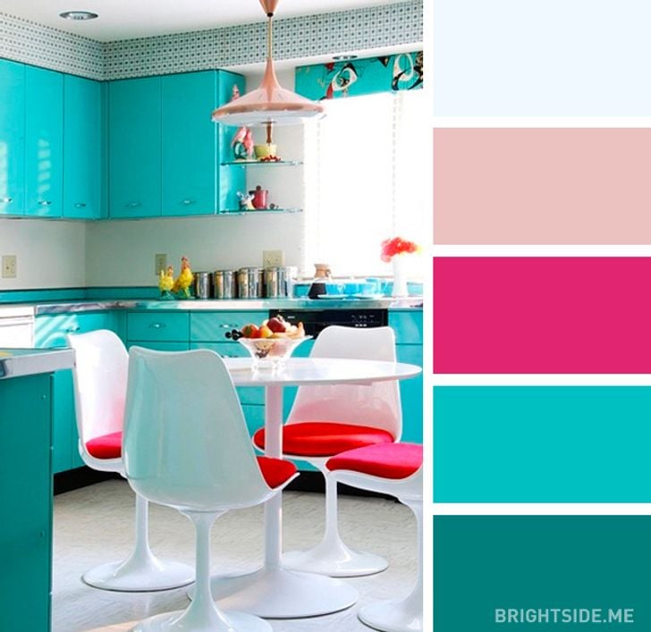 cat dapur biru muda merah muda
