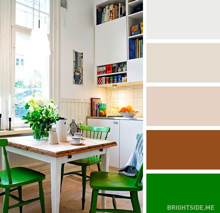 interior dapur warna krem hijau