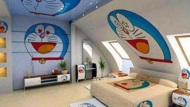 lukisan dinding kamar kartun doraemon