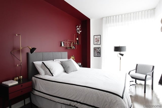 desain kamar warna merah