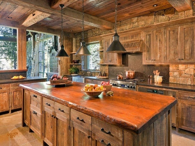 desain dapur rumah kayu rustic