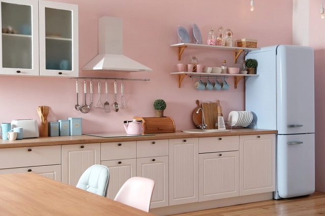 warna cat dapur yang cerah pink