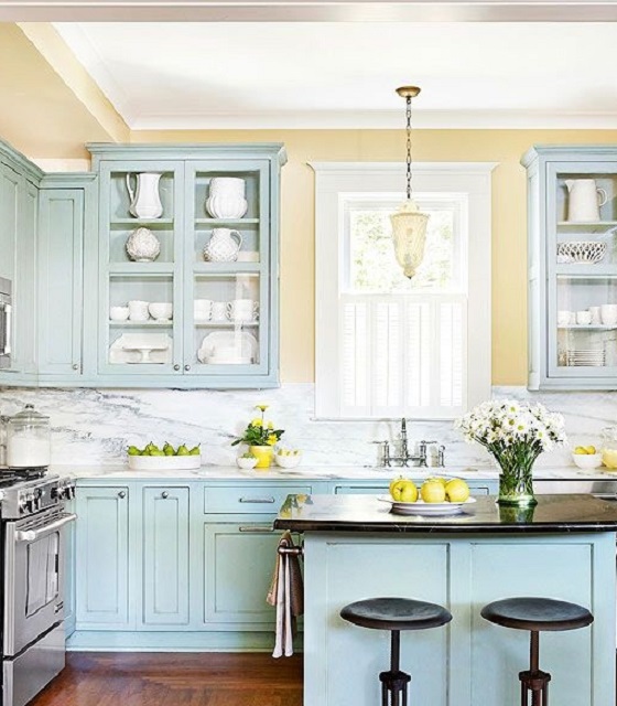 ide warna cat dapur kuning cerah