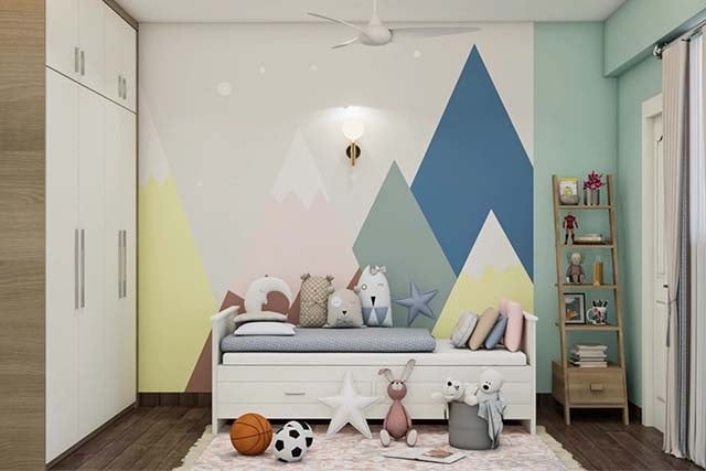 desain cat kamar geometris segitiga