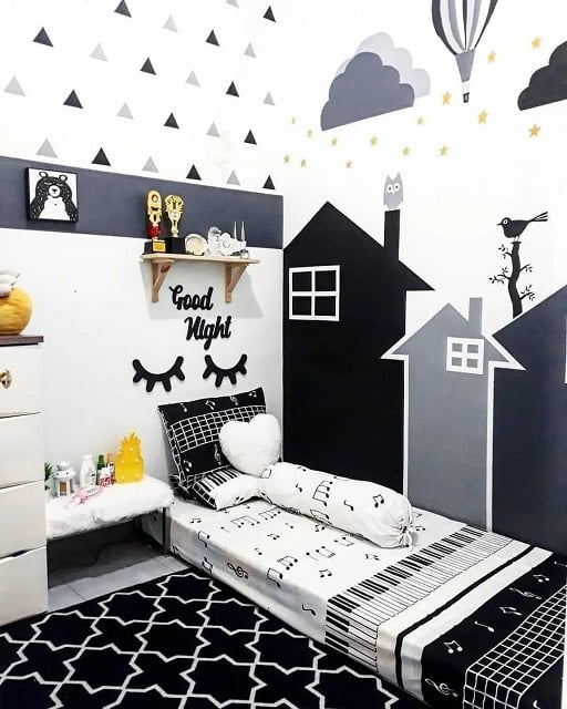 desain cat kamar geometris minimalis
