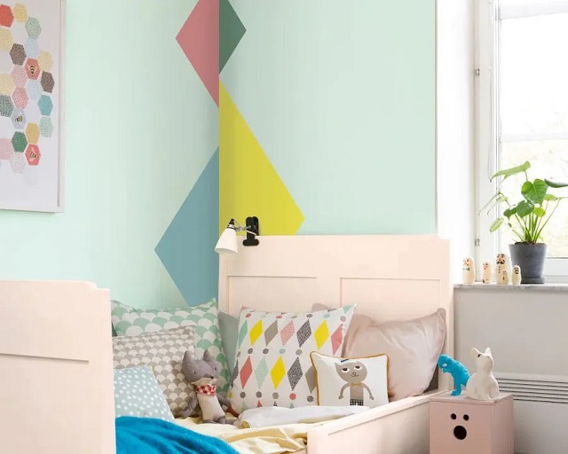 ide desain cat kamar geometris