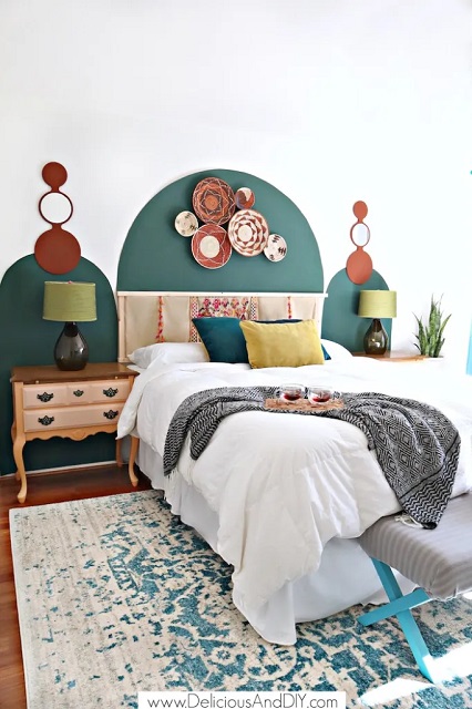desain cat kamar geometris motif archwall