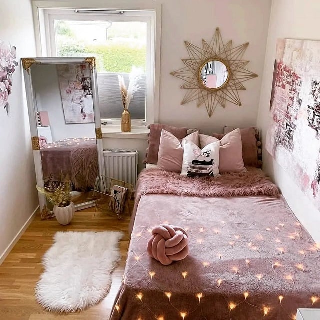 Desain Kamar Tidur Sempit Sederhana Warna Pink tua