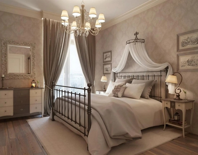 kamar tidur dengan wallpaper