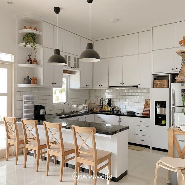 inspirasi desain dapur hitam putih minimalis
