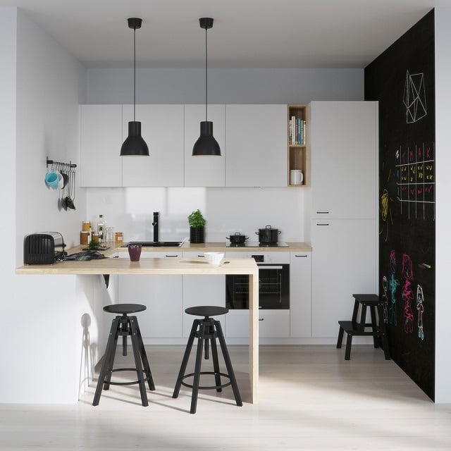 dapur modern dengan nuansa monkrom