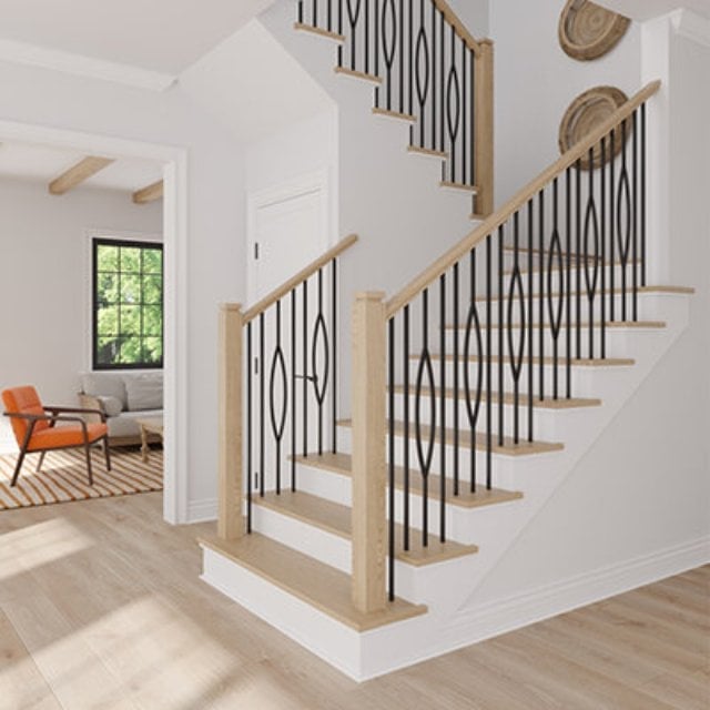railing tangga besi hollow motif daun
