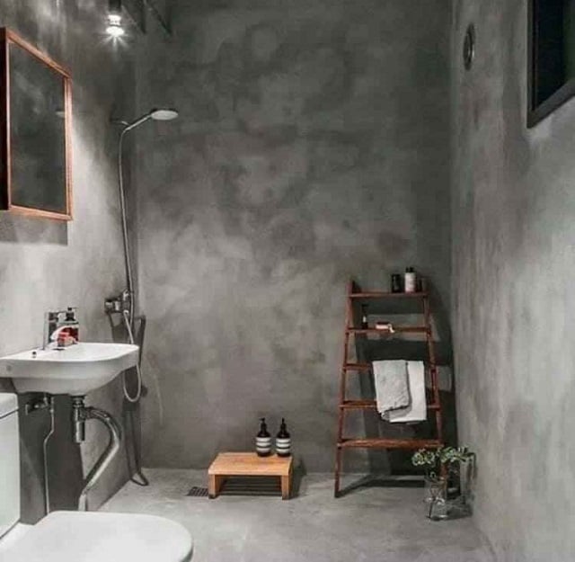 desain kamar mandi tanpa keramik semen ekspos
