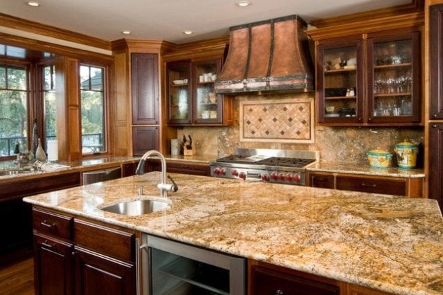 meja dapur granit cream