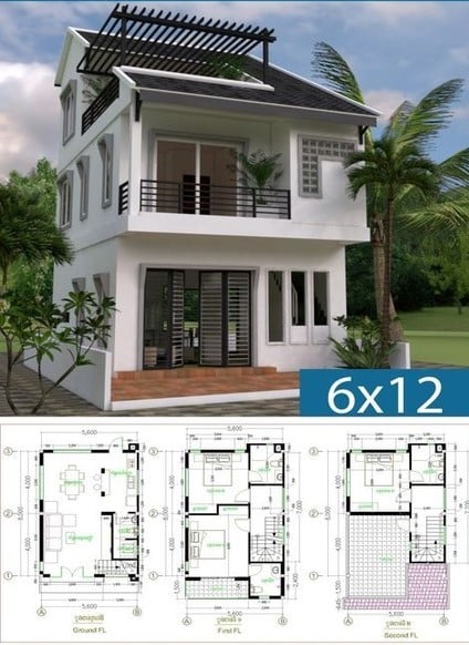 desain rumah 6x12 tanpa garasi