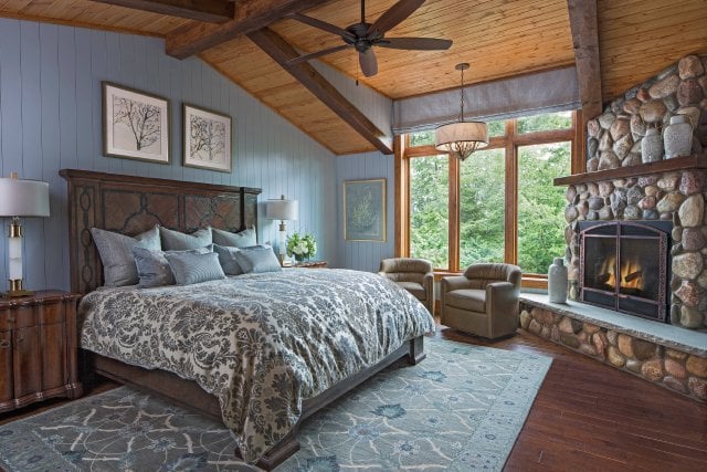 kamar tidur rustic biru
