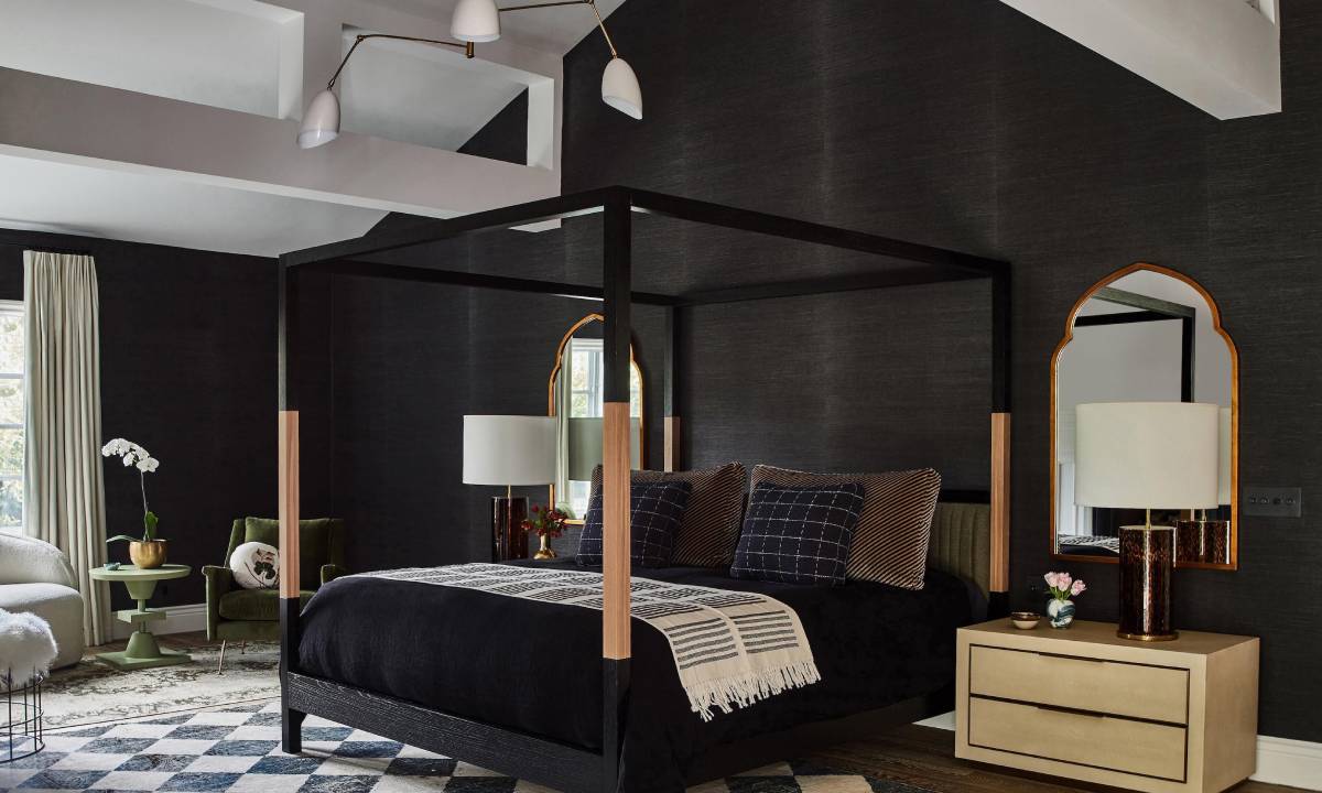 desain kamar hitam estetik plafon putih