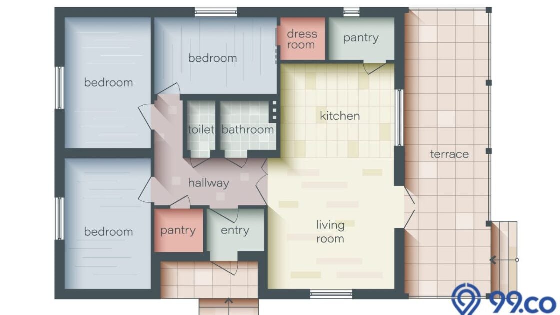 7 Gambar Denah Rumah 6×9 3 Kamar Tidur Tanpa Garasi. Minimalis dan Modern!