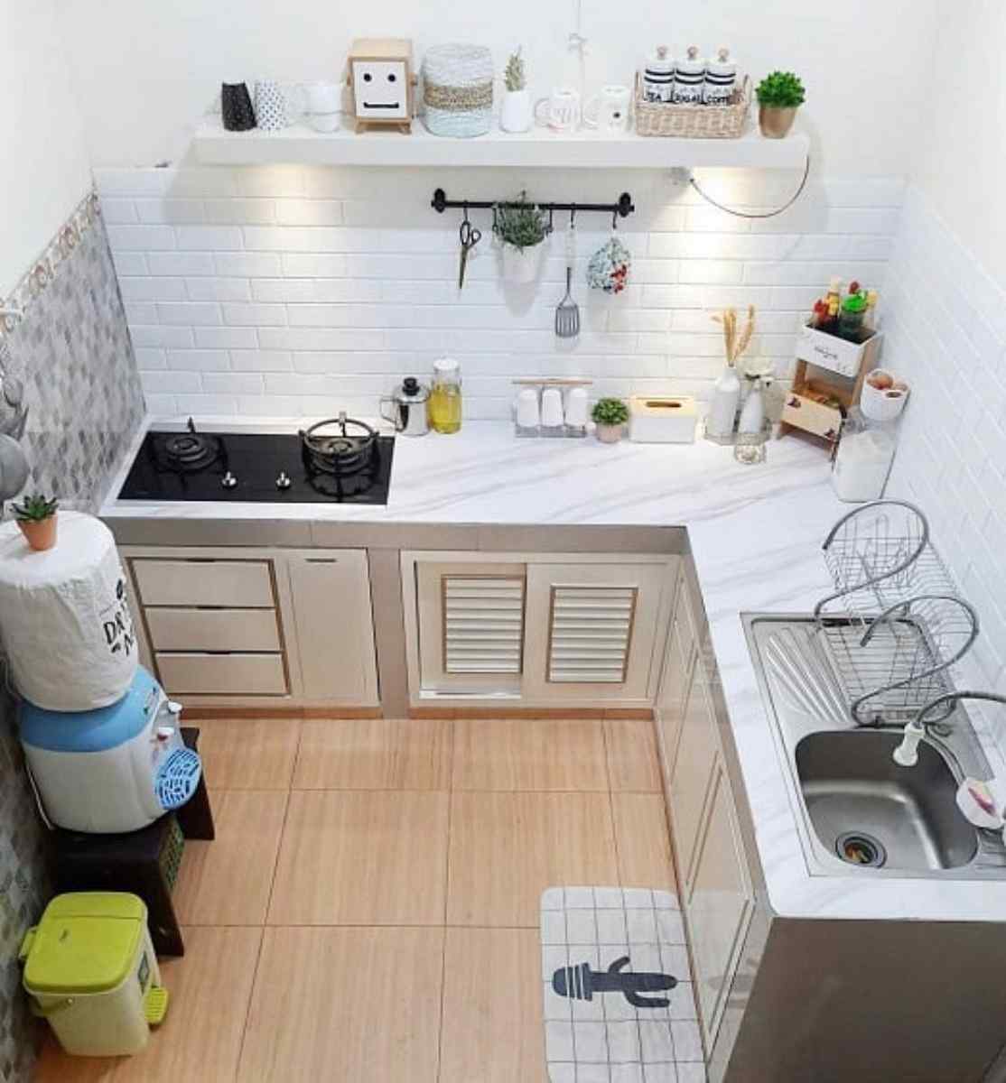 motif keramik dapur sempit hangat