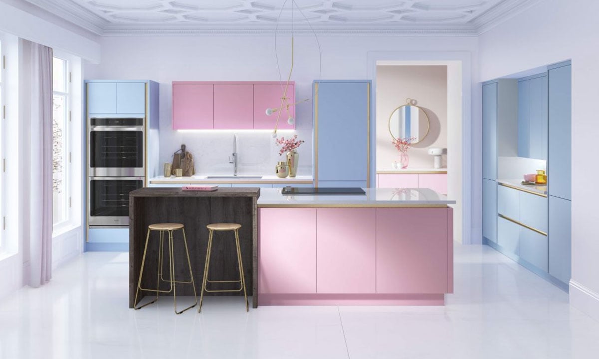 inspirasi cat dapur warna pastel