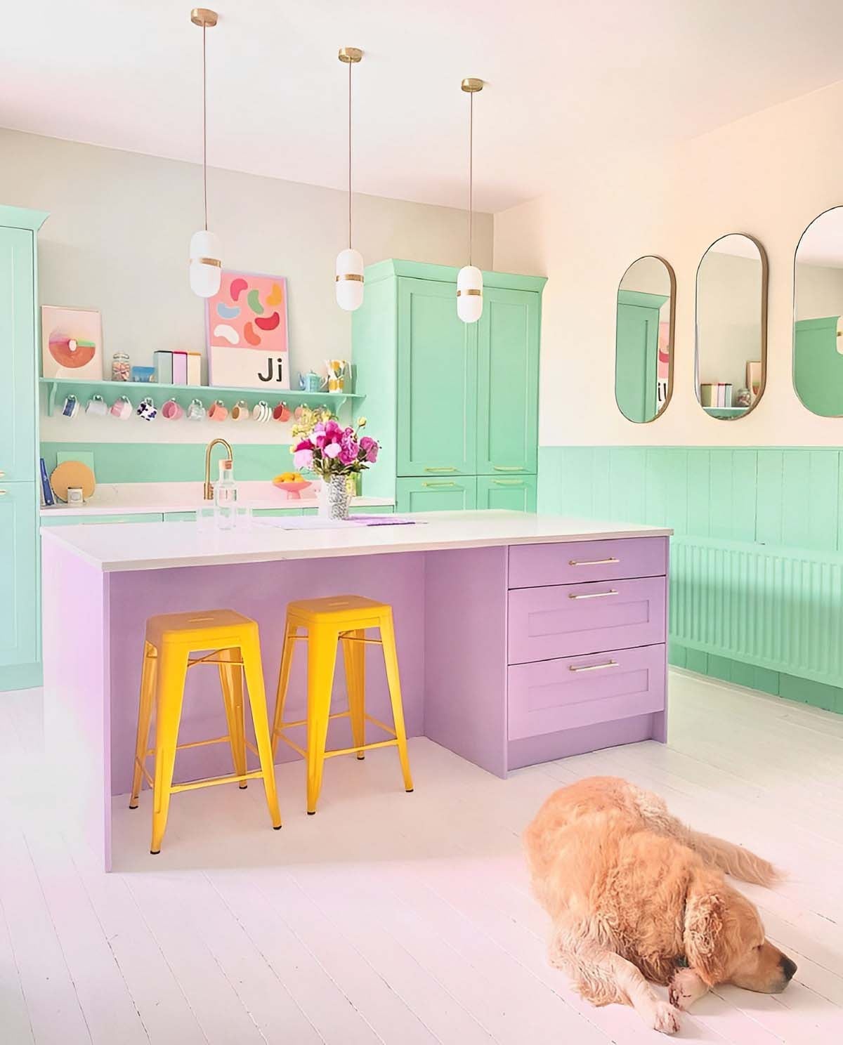 ide warna cat dapur pastel