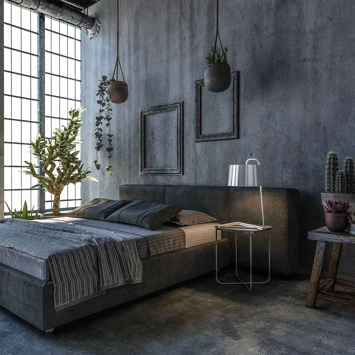 kamar aesthetic dinding beton cowok
