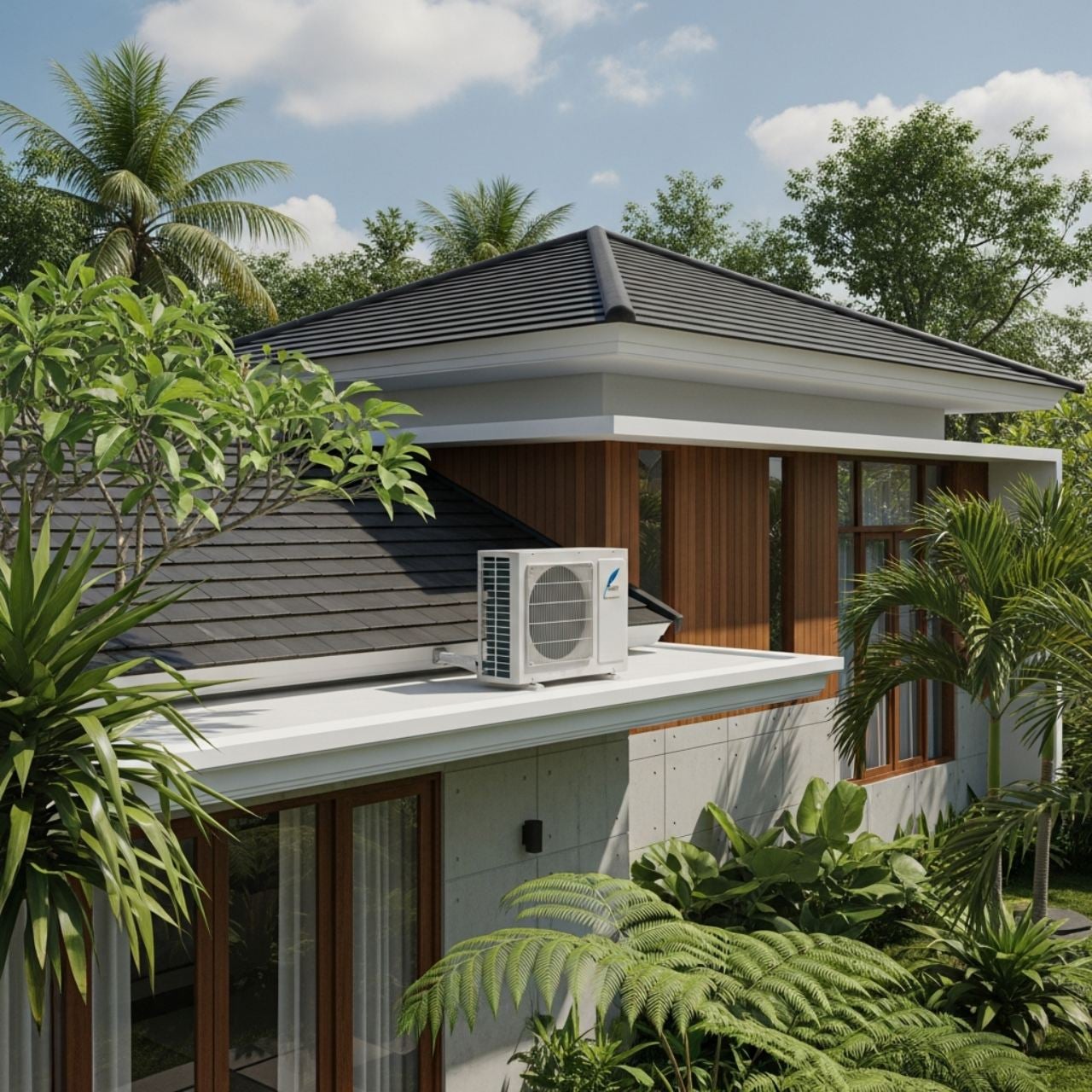 outdoor ac di atap rumah