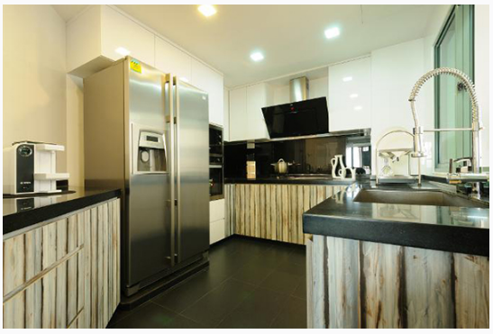 g shaped kitchen work triangle photo