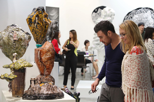 Art-lovers checking out works at Art Stage Singapore