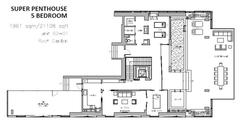 The penthouse unit of Clermont Residences is the largest in Singapore, and spreads over three storeys