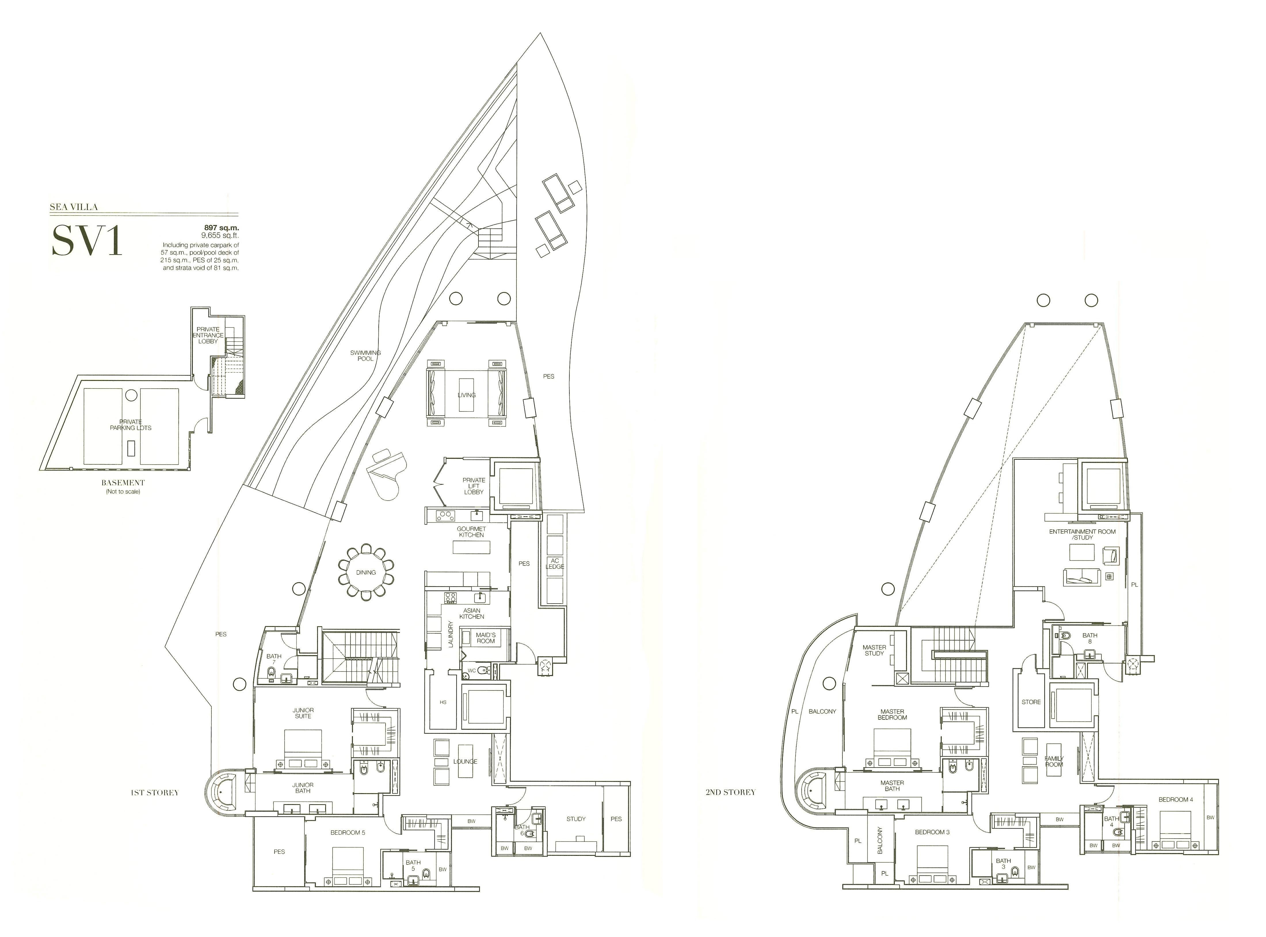 The floor plan of the penthouse unit in Seascape is modelled after a boat