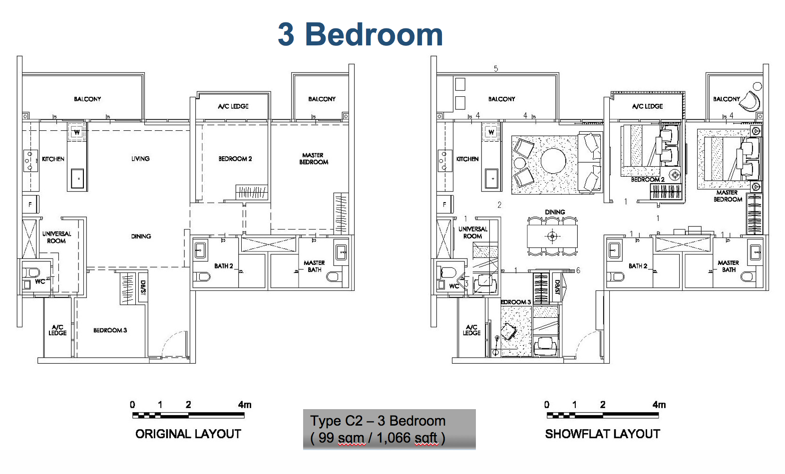 A typical 3BR unit in The Alps Residences