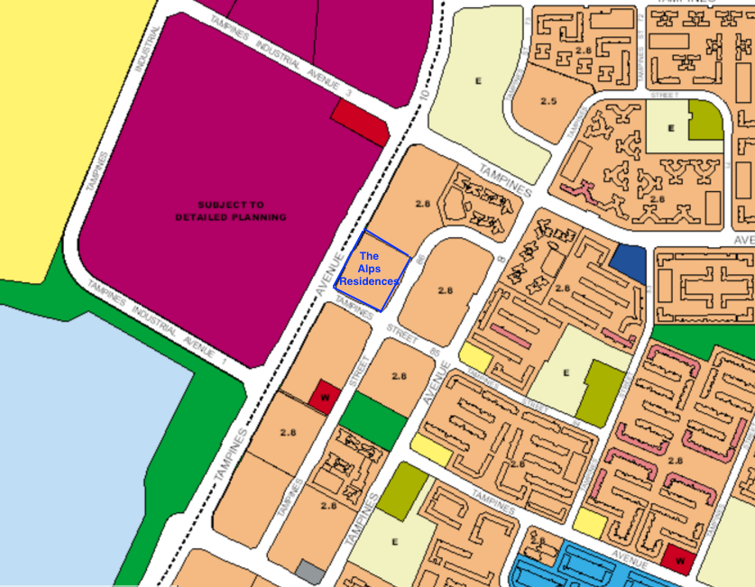 Business zone to the west, residential planning in all the other directions