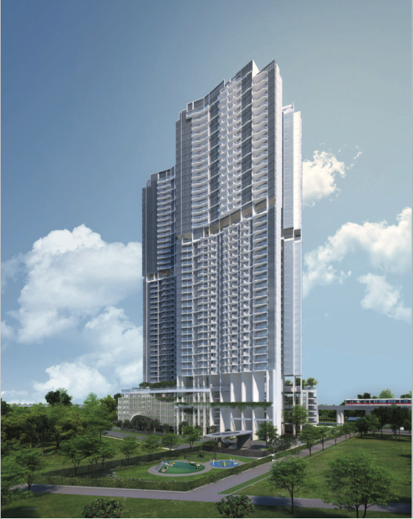 Queens Peak comprises of 2 towers with 44 storeys each, a total of 736 units right next to the MRT station