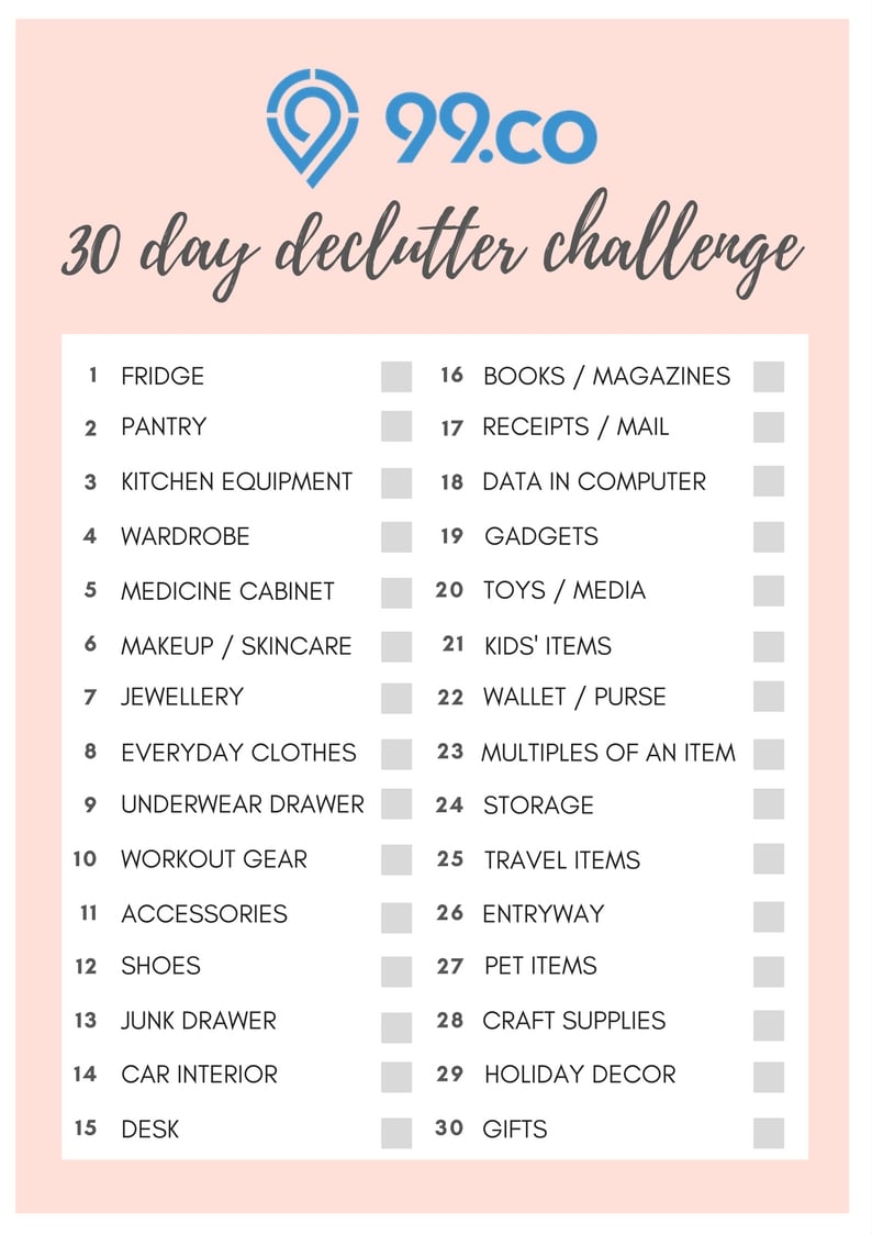 99.co's 30 day declutter challenge