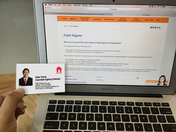 Checking Property Agent on CEA Public Register