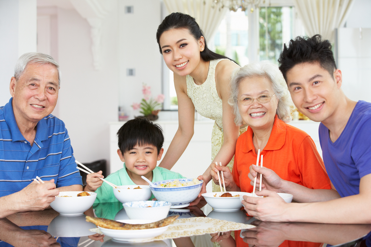 asian family elderly home